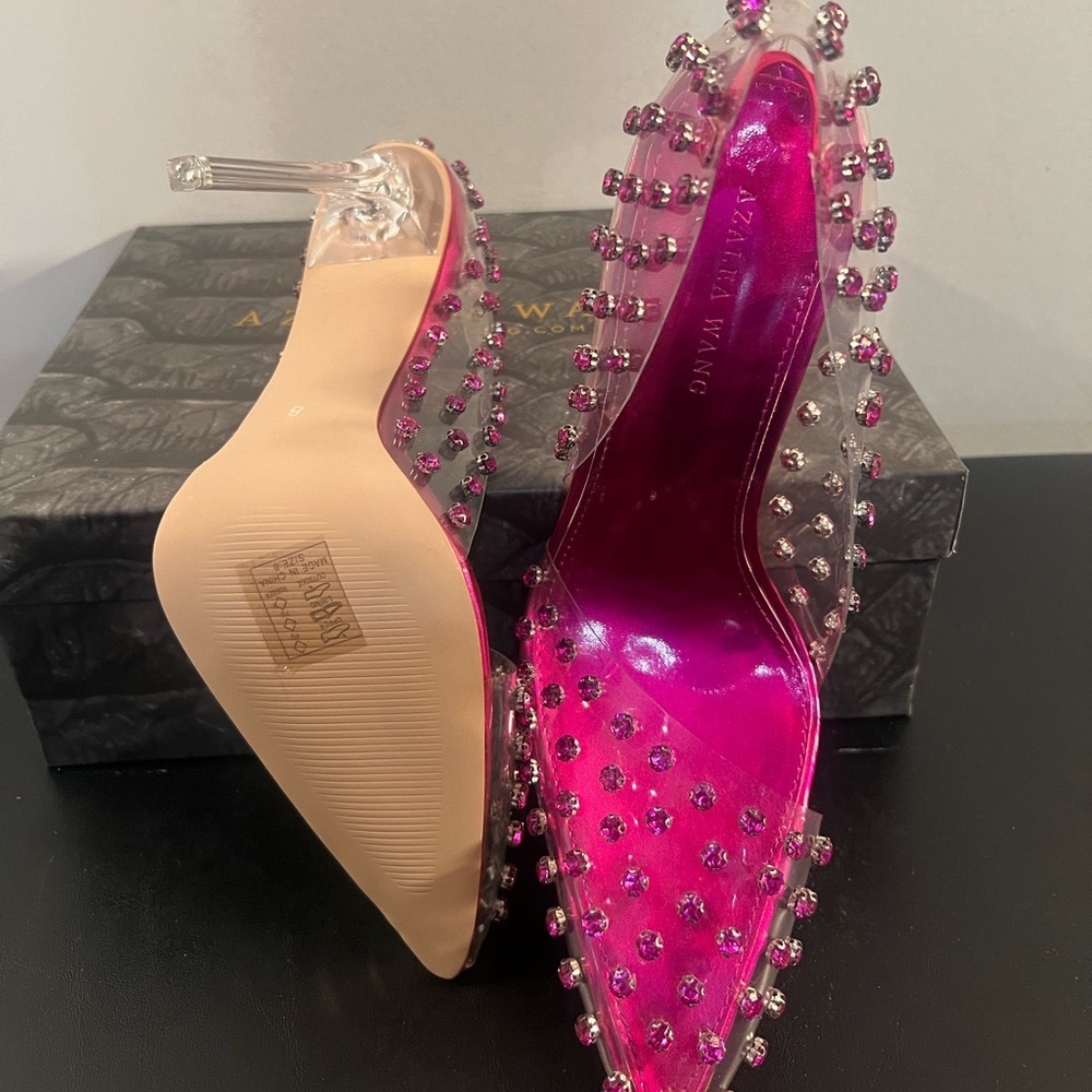 SOLD ON EBAY!! Elegant Fuchsia Studded Azalea Wang Women's Heels. Size 8. 2 - Picture 8 of 9